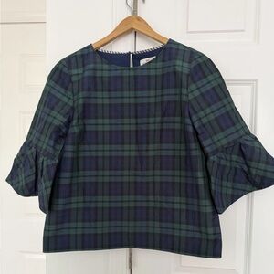 Vineyard Vines Green and Blue Plaid Blouse